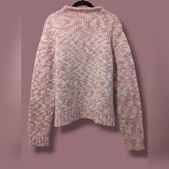 Ann Taylor Pink Marled Wool Blend Mock Neck Sweater Winter - Picture 2 of 7